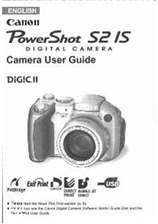 Canon PowerShot S2 IS manual. Camera Instructions.